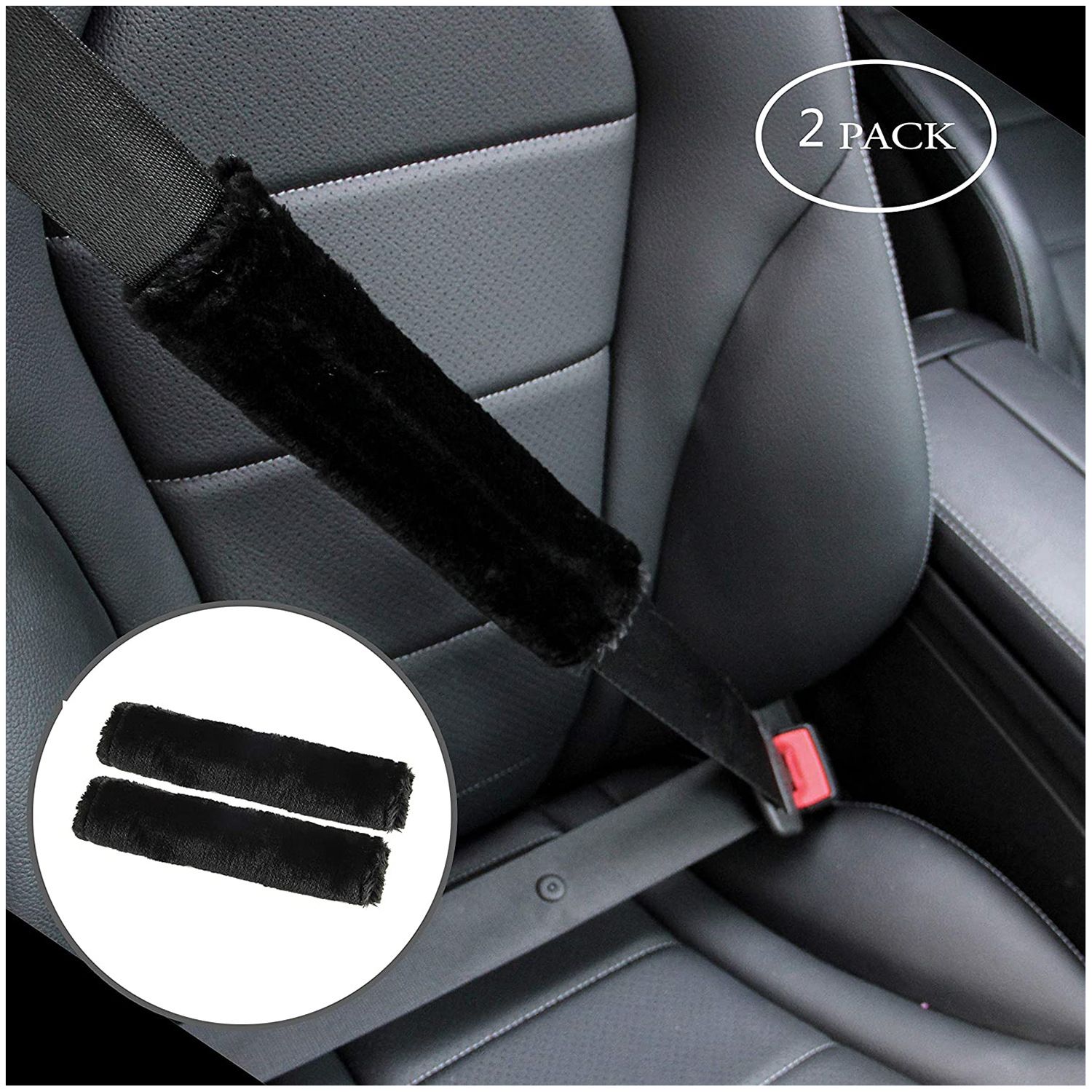 Belt Cover,  Ultra-Soft & Durability,Thick Seat Belt Pads, Universal Fit for Car, Truck, SUV 2Pack (black) - Image 3