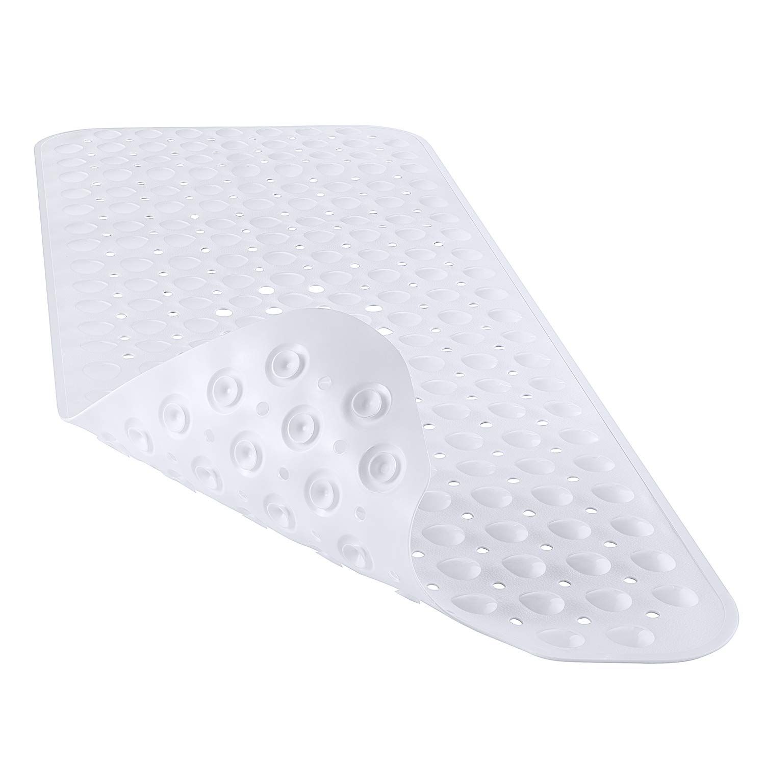 Bath Tub Mat Non Slip, 53*53cm Long Shower Mat, Machine Washable Bathmat with Drain Holes and Suction Cups, Soft on Feet, Bathroom Essentials, translucent white - Image 1