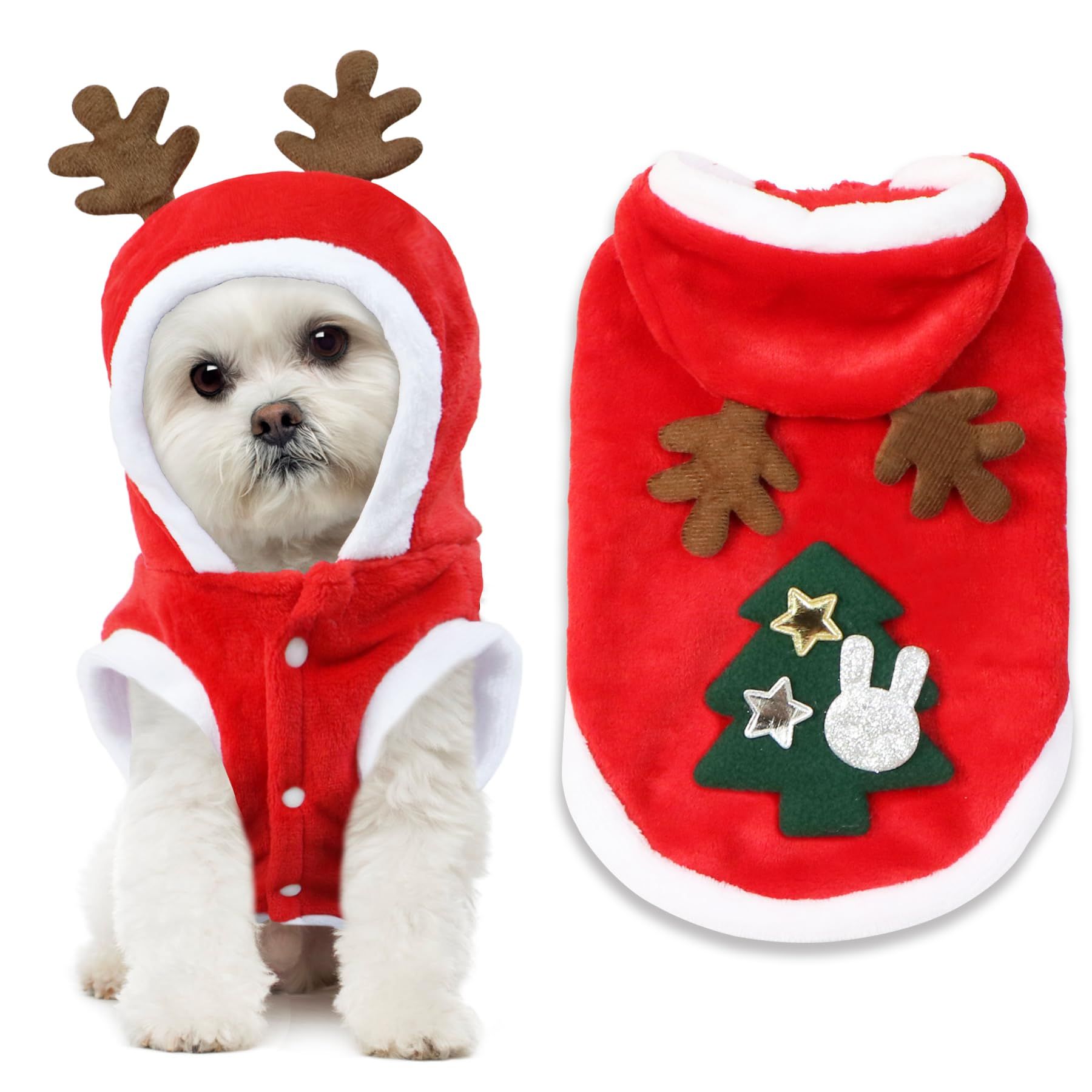 Pet Dog Christmas Clothes Costume, Dog Christmas OutfitDog Clothes for Small Medium  Warm and festive attire(L) - Image 1