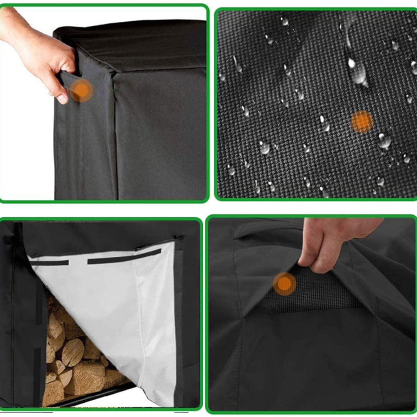 Long-Lasting Waterproof Firewood Rack Cover, Snowproof & Dustproof Protection, 210D Oxford Cloth, for Outdoor Wood Storage(122 * 61 * 107cm) (Log Rack not Included) - Image 3