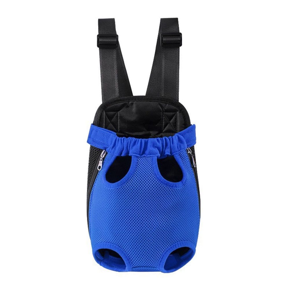 Pet Dog Carrier Backpack, Portable Breathable Mesh Chest Carrier, Polyester Woven Double Shoulder Pet Bag for Outdoor Adventures  (Blue, S) - Image 1