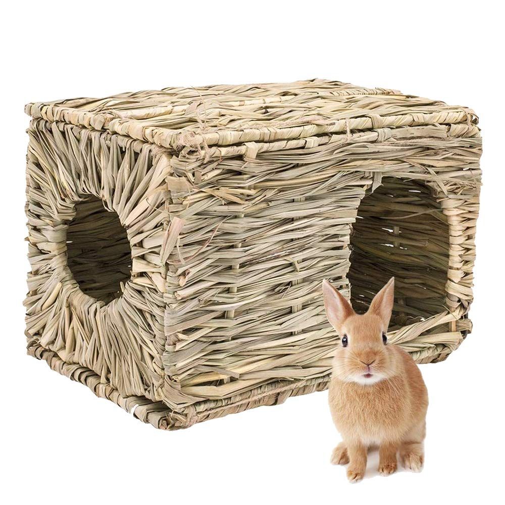 Rabbit Grass House - Natural Hand Woven Seagrass Play Hay Bed, Hideaway Hut Toy for Bunny Hamster Guinea Pig Chinchilla Ferret - Image 1