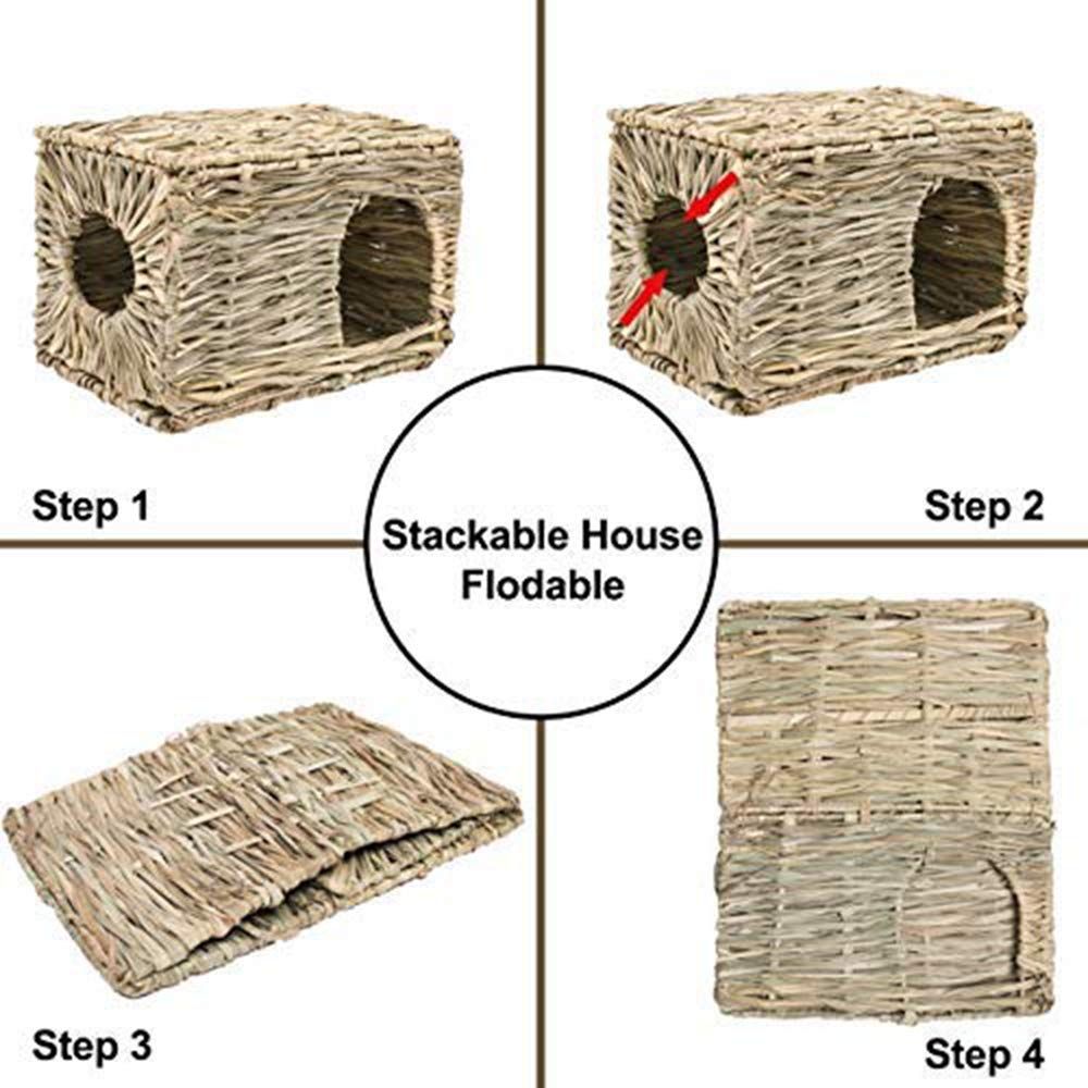 Rabbit Grass House - Natural Hand Woven Seagrass Play Hay Bed, Hideaway Hut Toy for Bunny Hamster Guinea Pig Chinchilla Ferret - Image 4