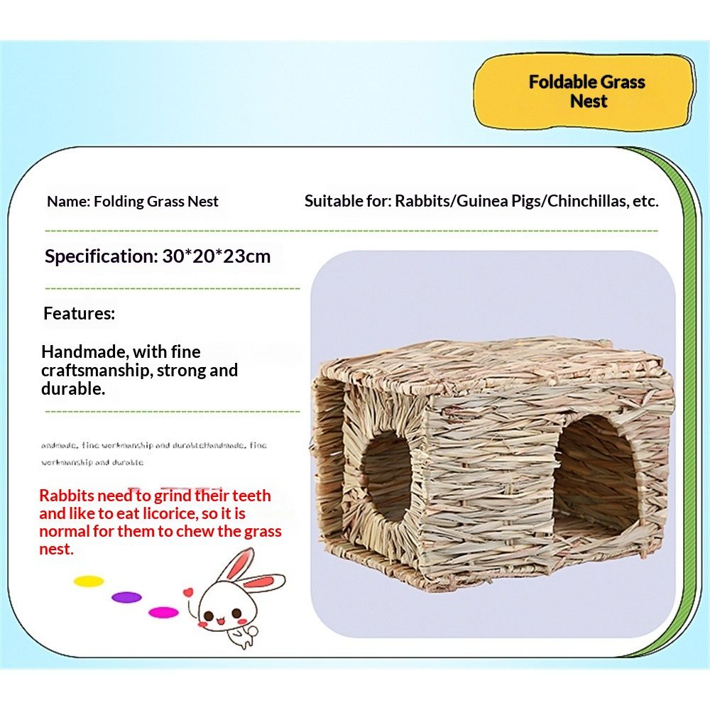 Rabbit Grass House - Natural Hand Woven Seagrass Play Hay Bed, Hideaway Hut Toy for Bunny Hamster Guinea Pig Chinchilla Ferret - Image 5