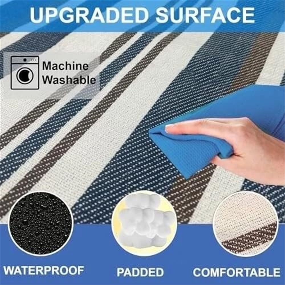Blue Extra Large Picnic Blanket  Waterproof Outdoor Mat Soft  Foldable with Carry Strap Lightweight Compact for Beach Camping Hiking Travel Family Use（1.5*1.5m） - Image 3