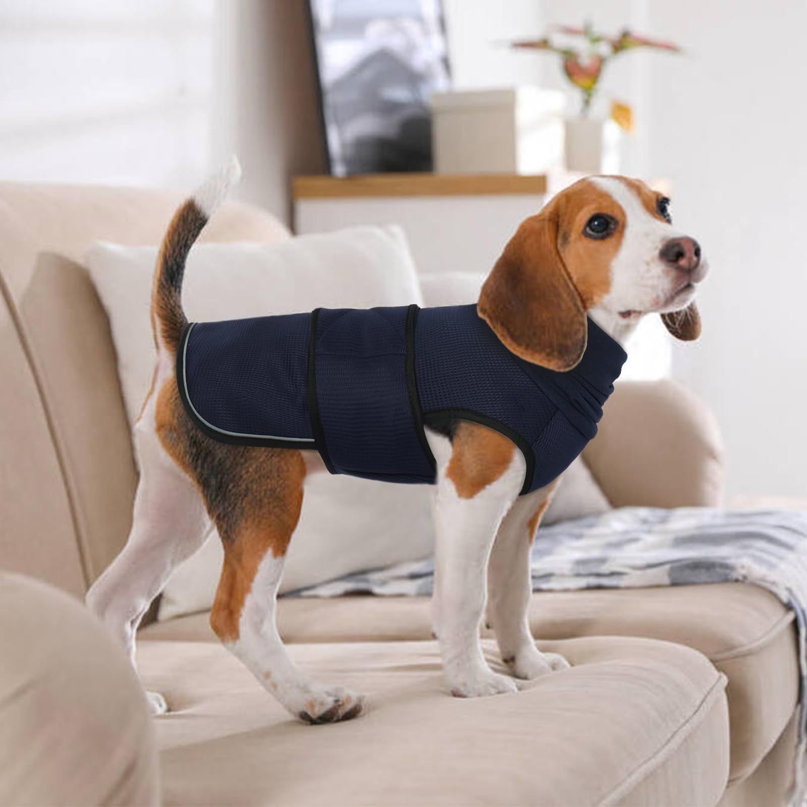 Dog Anxiety Vest and Coat, Skin-Friendly Anxiety Calming Hoodie with Ear Wrap, Dog Jacket for Thunder, Fireworks, Travel, Vet Visits and Separation - navy blue - Image 3