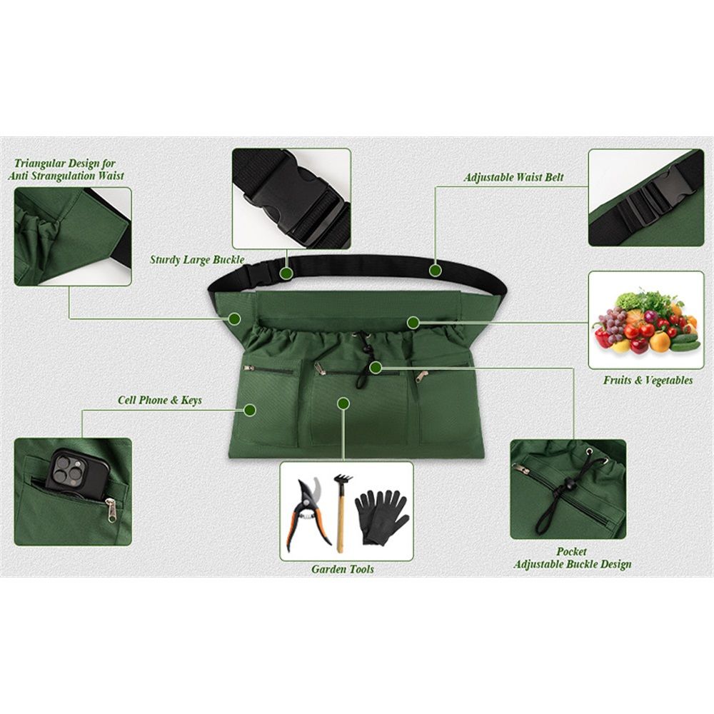 Gardening Apron, Garden Aprons with Pockets & Drawstring Bag, Fruit Storage Harvest Picking Apron Pouch for Women & Men - Image 3