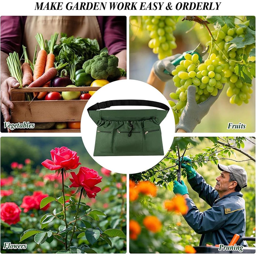 Gardening Apron, Garden Aprons with Pockets & Drawstring Bag, Fruit Storage Harvest Picking Apron Pouch for Women & Men - Image 4
