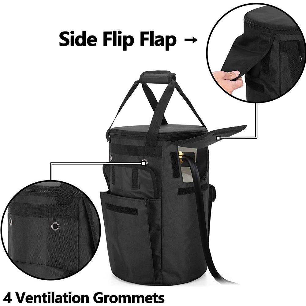 Propane Tank Cover, 20 lb Propane Gas Tank Bag with Side Flip Flap and Stable Tabletop Feature, 2 Storage Pockets, Ventilated with 4 Holes, Water & Wear Resistant, Black, Bag Only - Image 2