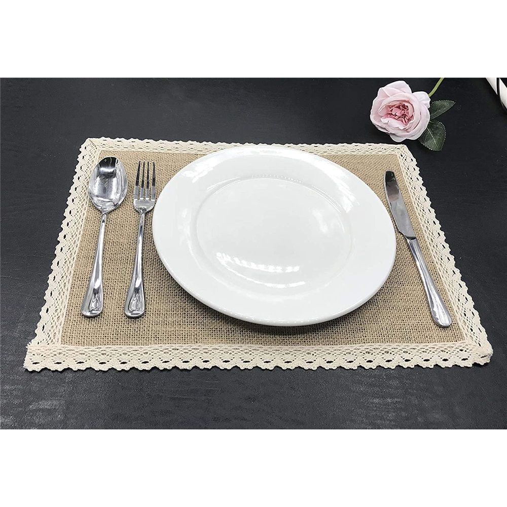 Placemats and Lace Jute Rustic Farmhouse Table Mats Table Decor & One of Life's Little Home Luxuries for Special Occasions, Parties, Weddings, BBQ's, Holidays (Set of 6) - Image 2