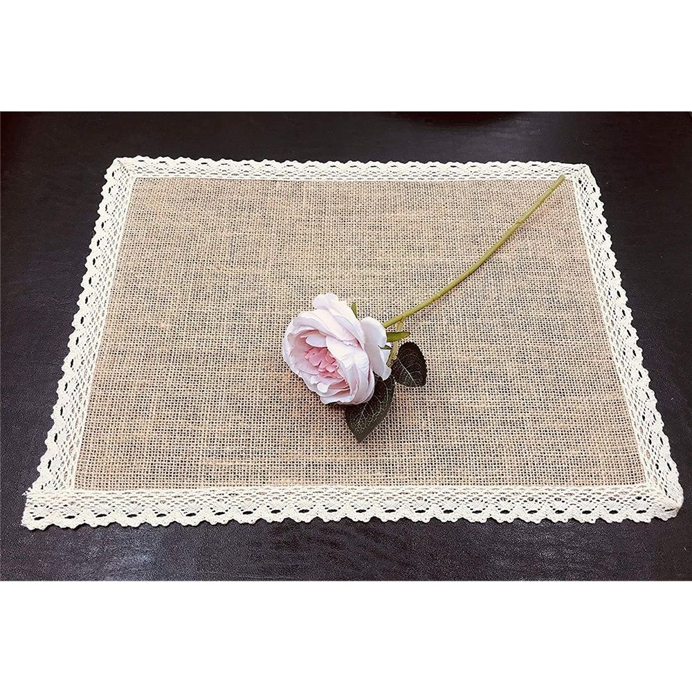 Placemats and Lace Jute Rustic Farmhouse Table Mats Table Decor & One of Life's Little Home Luxuries for Special Occasions, Parties, Weddings, BBQ's, Holidays (Set of 6) - Image 3