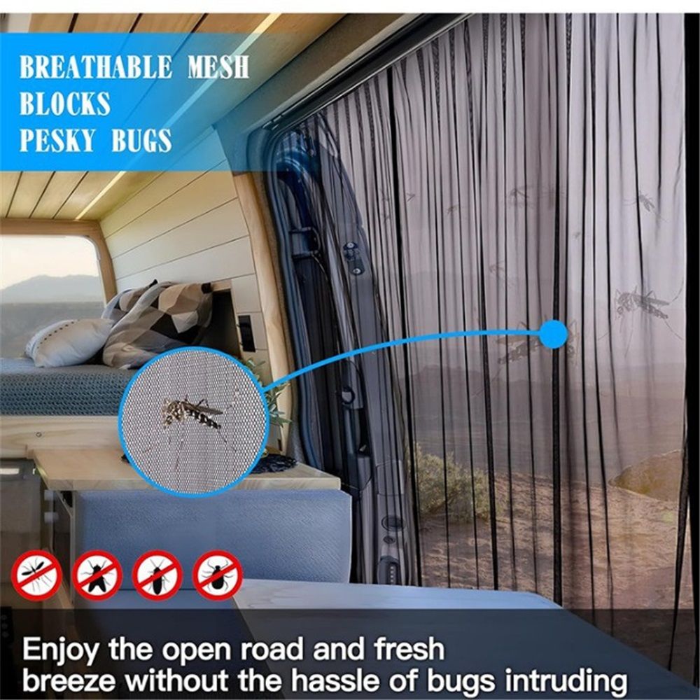 Van Bug Screen Magnetic Sliding Door Van Screen Mesh Curtains Easy to Install and Remove, Universal Fly Screen, 59