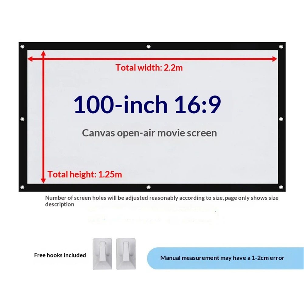 100 inch 16:9 Thicken Portable Non Crease Foldable Projection Screen,Soft Projector Curtain Projection Screen,Suitable for Home Theater, Conference, Outdoor Camping Movie - Image 2