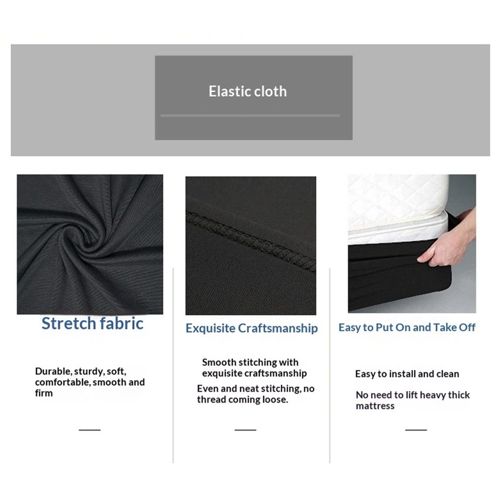 Box Spring Cover Queen Size, Alternates for Bed Skirt, Smooth and Elastic Woven Material Wrap Around 4 Sides of The Box Spring, Wrinkle & Fading Resistant, Washable, Dustproof, Black - Image 3
