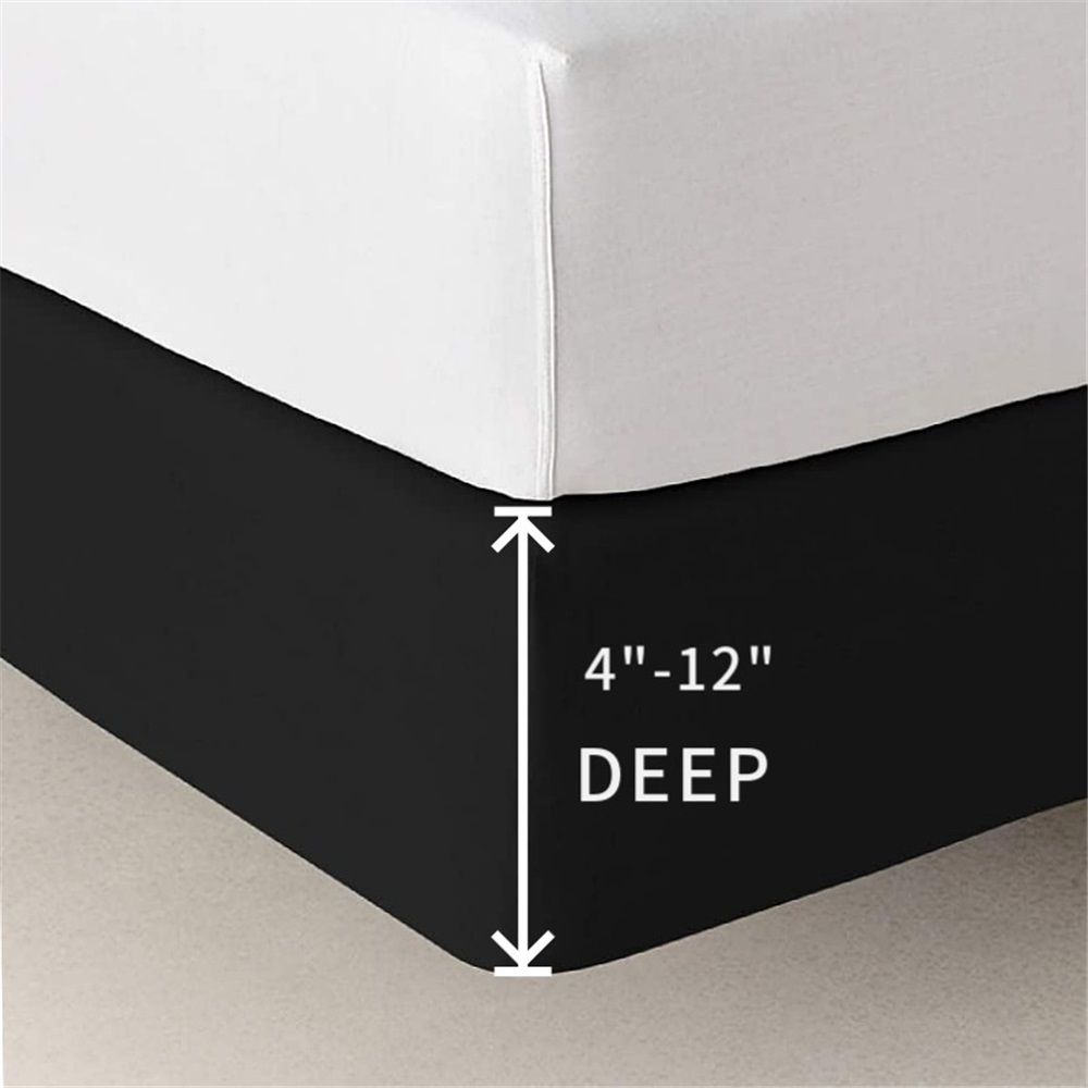 Box Spring Cover Queen Size, Alternates for Bed Skirt, Smooth and Elastic Woven Material Wrap Around 4 Sides of The Box Spring, Wrinkle & Fading Resistant, Washable, Dustproof, Black - Image 4