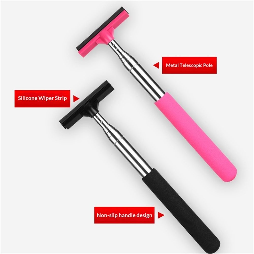2 pack Car Rearview Mirror Wiper, Retractable Auto Glass Squeegee, Water Cleaner with Telescopic Long Rod, Portable Cleaning Tool for All Vehicles, Universal Automotive Accessories - Image 2