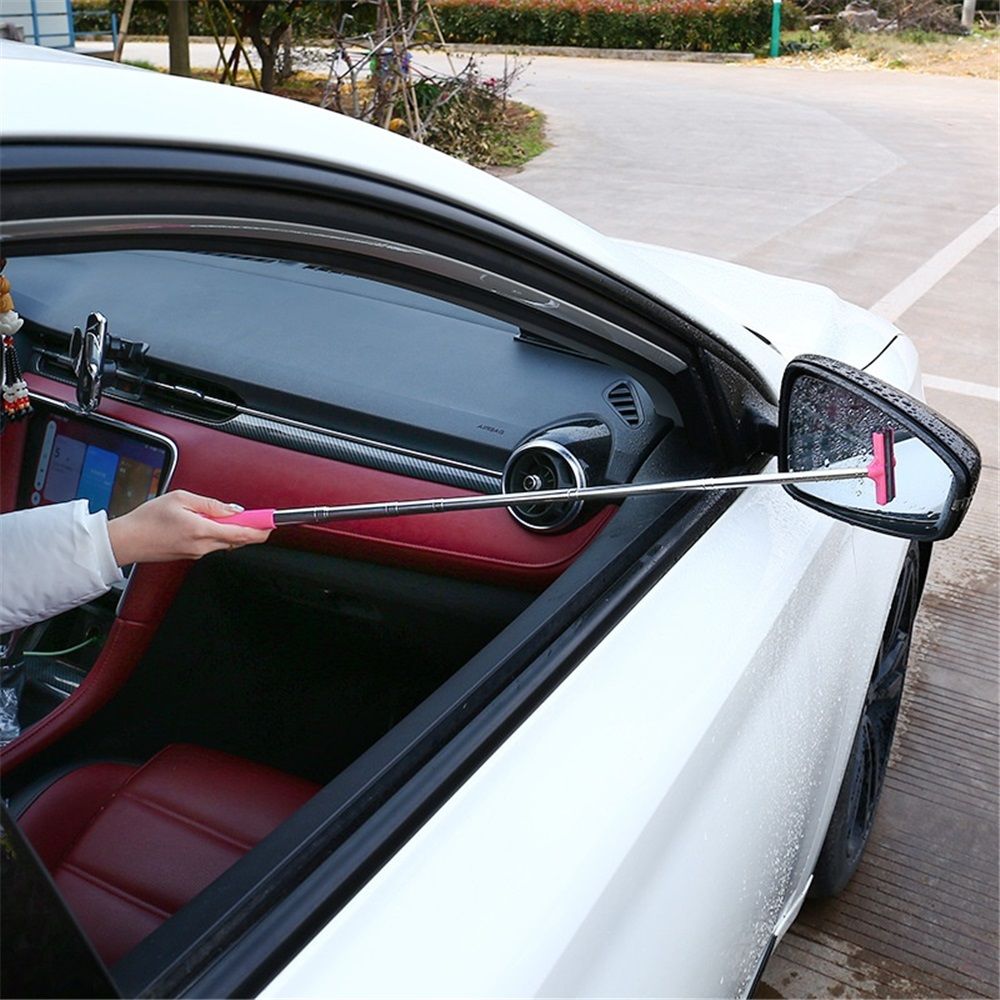 2 pack Car Rearview Mirror Wiper, Retractable Auto Glass Squeegee, Water Cleaner with Telescopic Long Rod, Portable Cleaning Tool for All Vehicles, Universal Automotive Accessories - Image 3