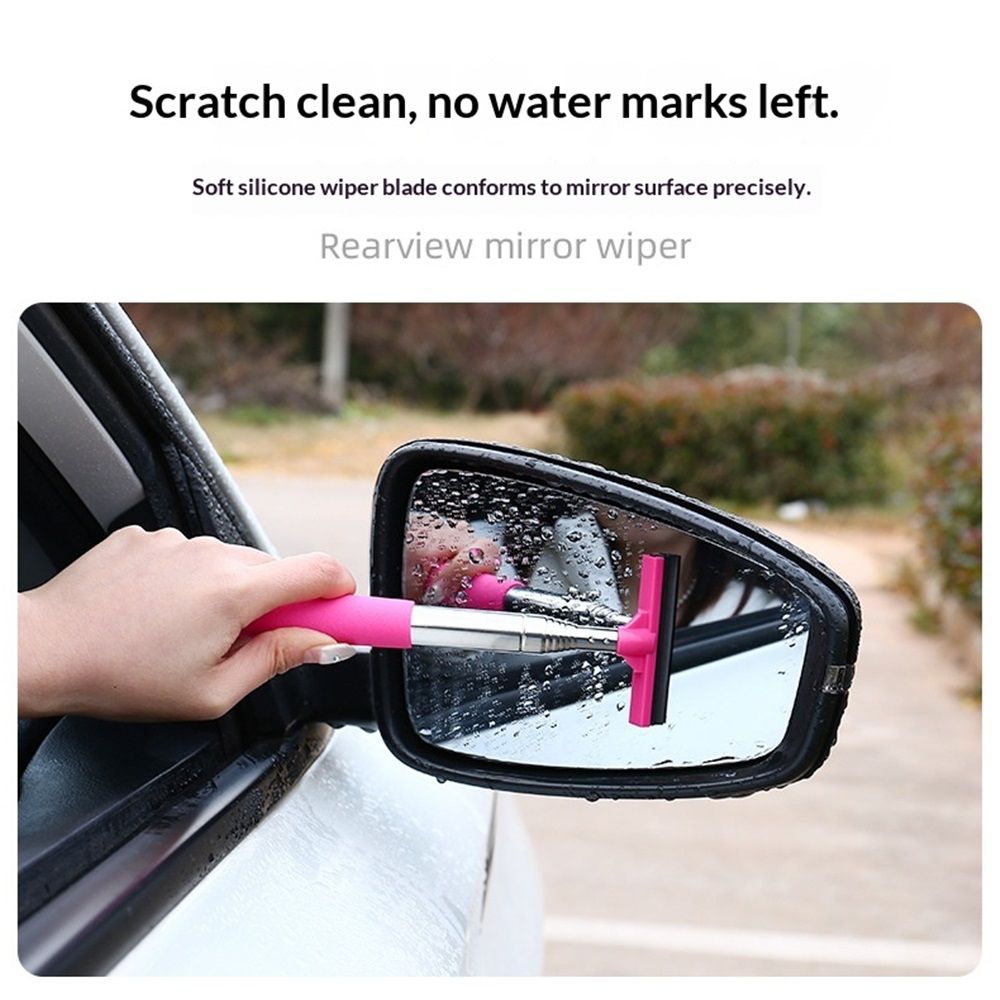 2 pack Car Rearview Mirror Wiper, Retractable Auto Glass Squeegee, Water Cleaner with Telescopic Long Rod, Portable Cleaning Tool for All Vehicles, Universal Automotive Accessories - Image 5