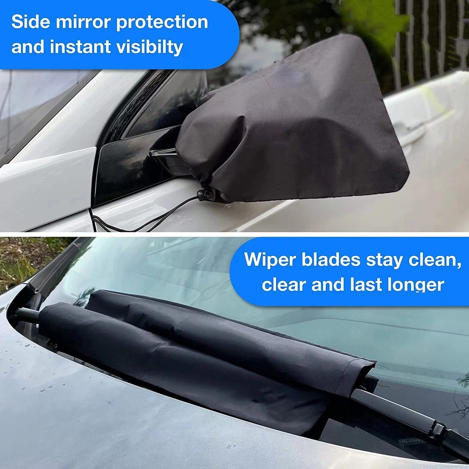5 pack Side View Mirror Cover with Wiper Cover | Winter Protection Cover for Snow and Ice | Universal Fit for Cars, SUVs, Trucks - Image 2