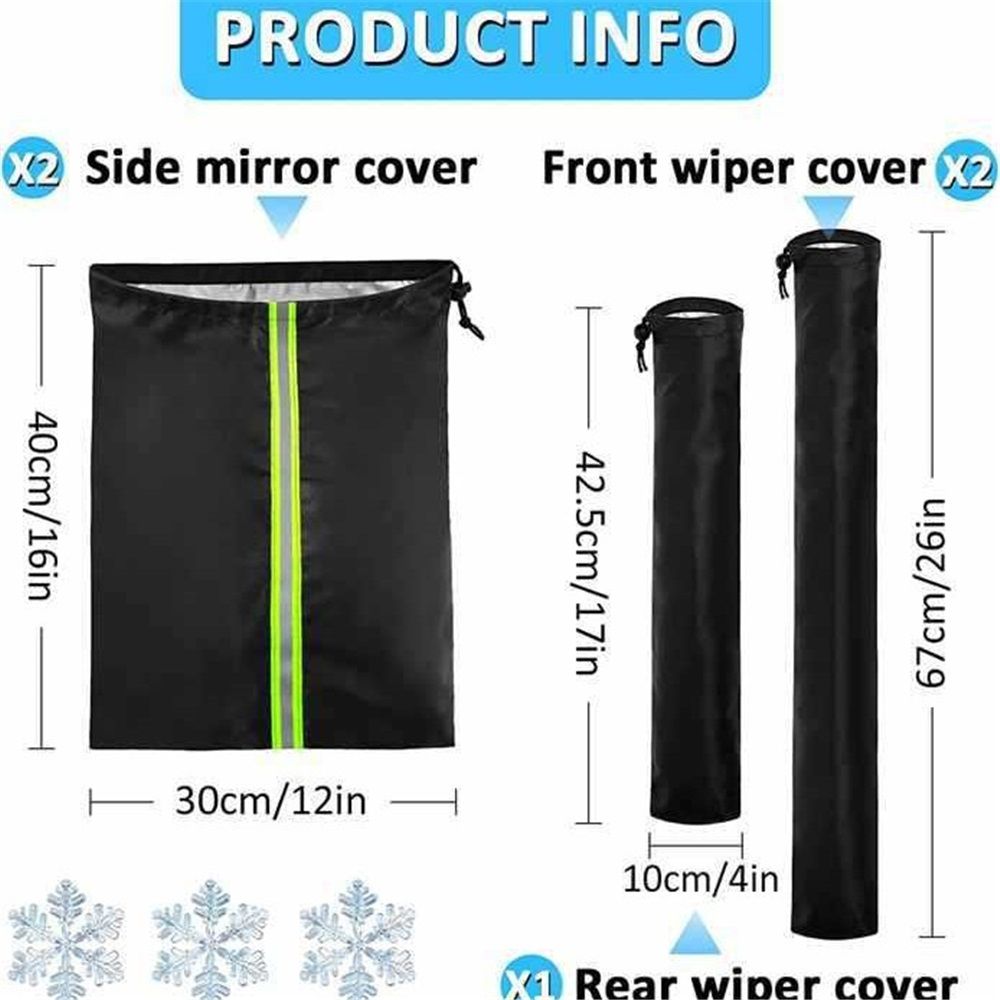 5 pack Side View Mirror Cover with Wiper Cover | Winter Protection Cover for Snow and Ice | Universal Fit for Cars, SUVs, Trucks - Image 3