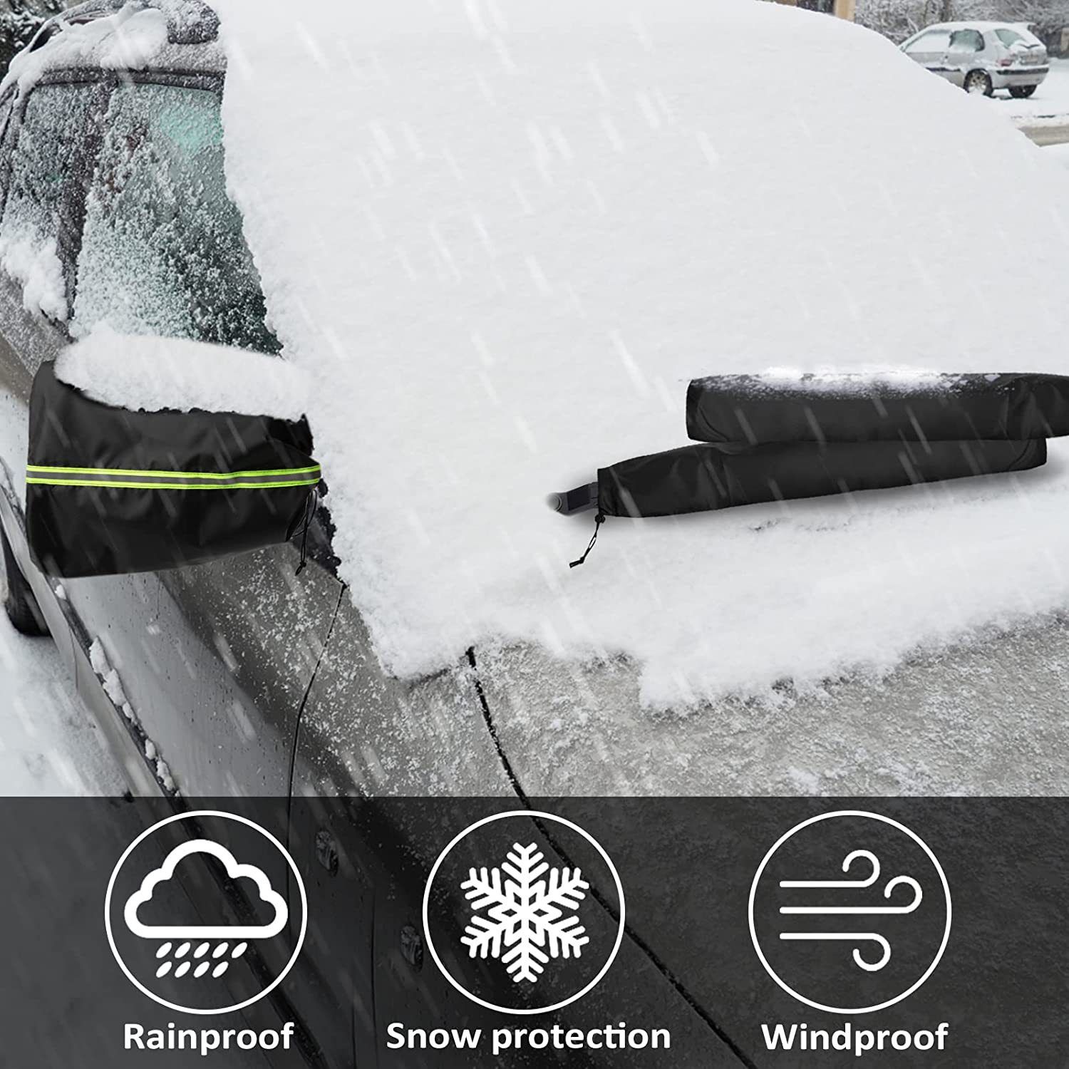 5 pack Side View Mirror Cover with Wiper Cover | Winter Protection Cover for Snow and Ice | Universal Fit for Cars, SUVs, Trucks - Image 5