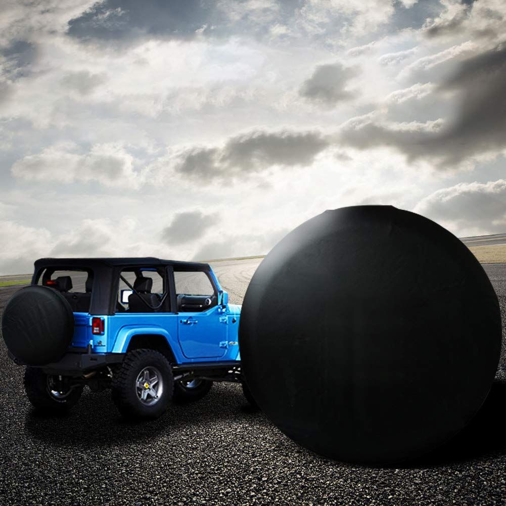 Universal Spare Tire Cover with Strap Waterproof for Jeep, Trailer, RV, Truck and All Car Wheel (Black , 27