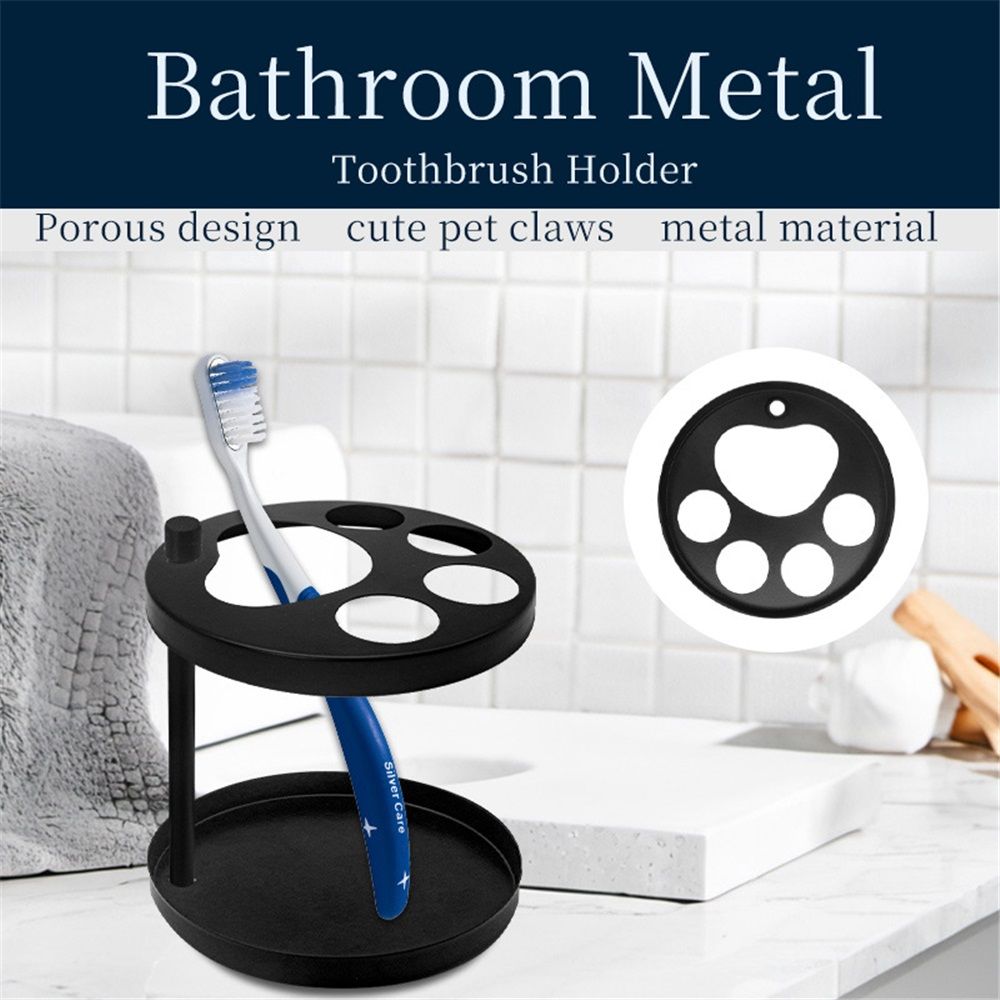 Stainless Toothbrush Holder Stand for Bathroom: Stainless Steel Ventilated Organizer with Slots for Electric Toothbrushes, Toothpaste, Razors & Small Comb, Unique Footprint Base Design（oniy box） - Image 3