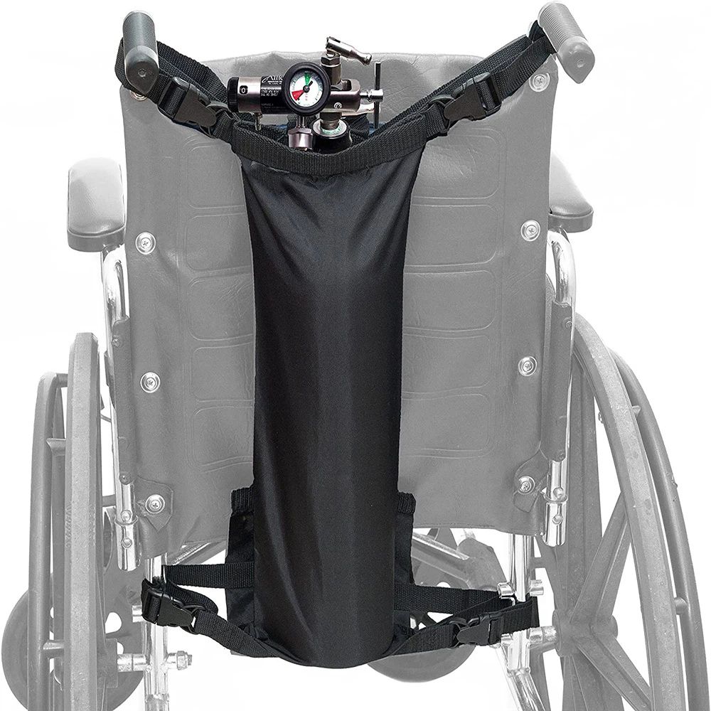 Oxygen Cylinder Bag for Wheelchairs with Buckles, Fits Any Wheelchair, Black (Fits Most Oxygen cylinders, oniy bag) - Image 1