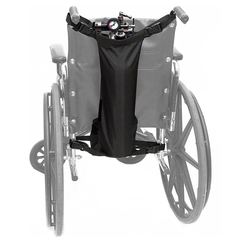 Oxygen Cylinder Bag for Wheelchairs with Buckles, Fits Any Wheelchair, Black (Fits Most Oxygen cylinders, oniy bag) - Image 2