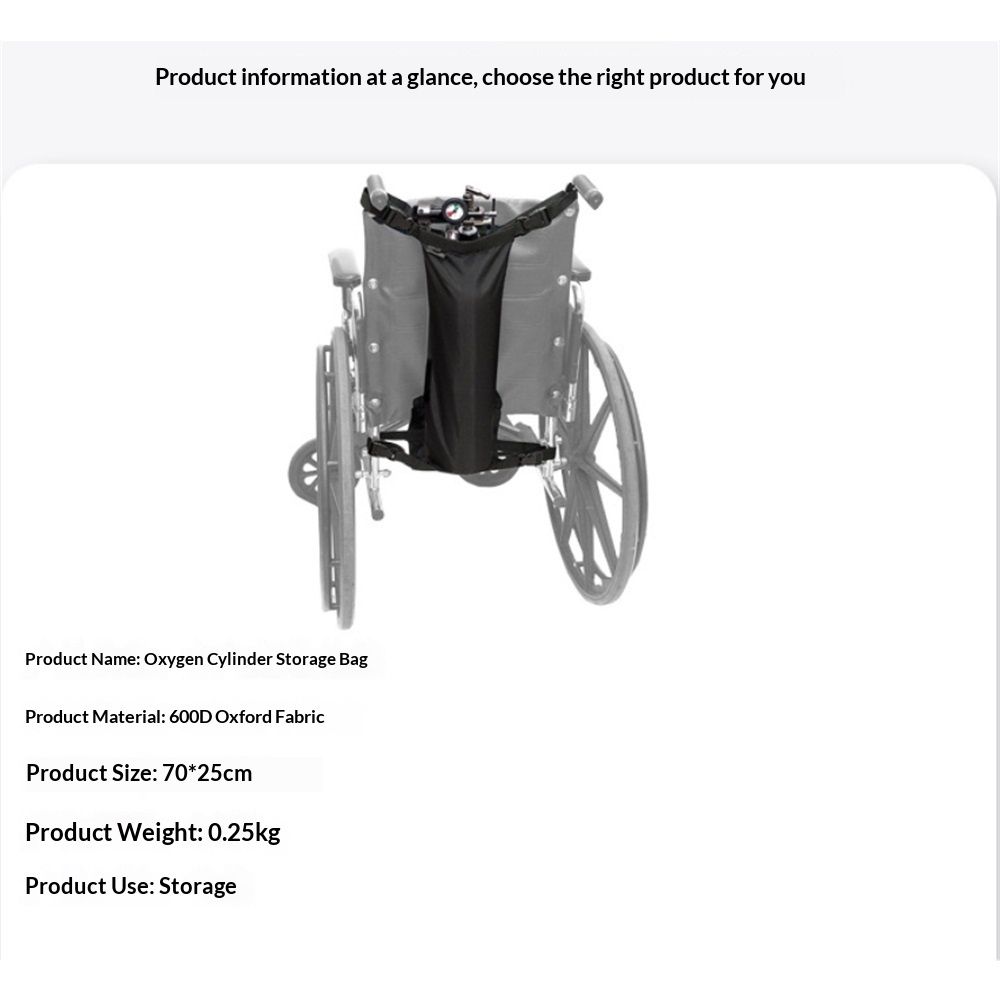 Oxygen Cylinder Bag for Wheelchairs with Buckles, Fits Any Wheelchair, Black (Fits Most Oxygen cylinders, oniy bag) - Image 3