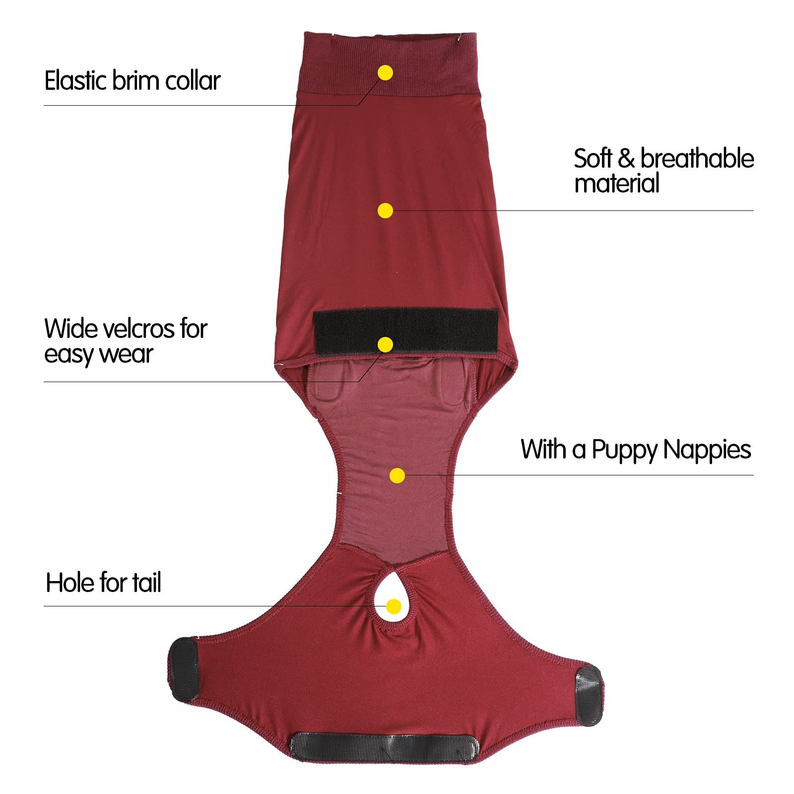 Full Body Dog Diaper with a Puppy Nappies Physiological Dog Surgery Recovery Suit for Male Female Dogs（L） - Image 2