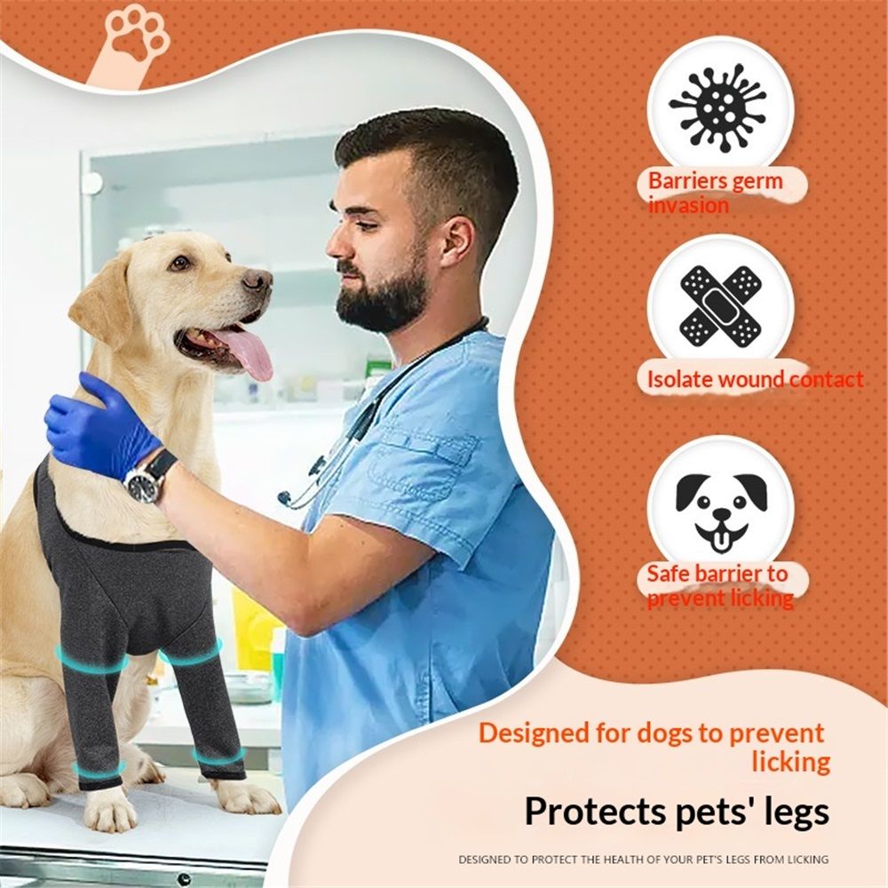 Dog Recovery Suit for Front Legs, Dog Recovery Sleeves After Surgery with Elastic Band, Soft Protective Elbow Braces for Medium Large Dogs, Cone Collar Alternative to Stop Licking Leg Wounds,gray,XL - Image 3