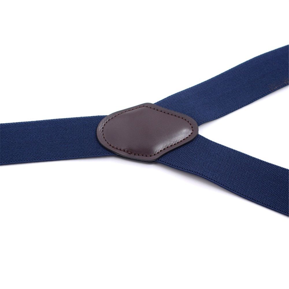 Men's Y-Back Wide 4-Clips Adjustable Suspenders,Male Vintage Casual Wedding Party Trousers Strap Husband's Gift(Dark Blue) - Image 4