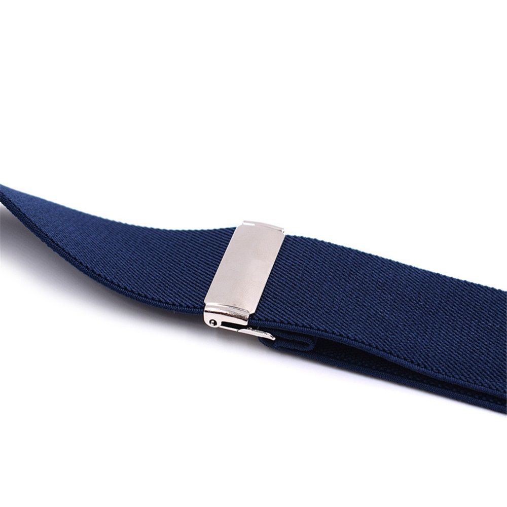 Men's Y-Back Wide 4-Clips Adjustable Suspenders,Male Vintage Casual Wedding Party Trousers Strap Husband's Gift(Dark Blue) - Image 5
