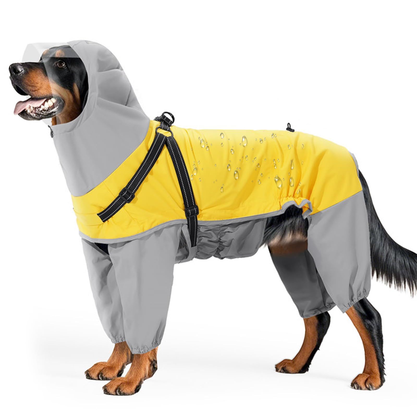 Dog Raincoat: Dog Rain Jacket with Reflective Harness & Hood | Waterproof Dogs Rain Coat Poncho for Large Medium Small Dogs Puppies (Yellow - M) - Image 1