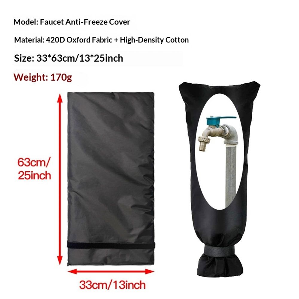 Outdoor Faucet Cover for Winter Freeze Protection 13*25inch Outdoor Long Faucet Cover Socks for Winter Waterproof Insulated Spigot(Black,2) - Image 5