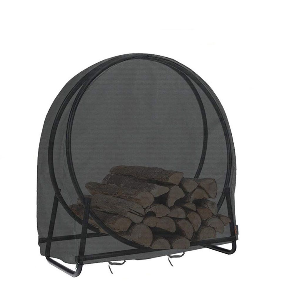 Firewood Log Rack Cover, Outdoor Waterproof Log Hoop Cover, Windproof Dry Wood Pile Holder Storage Tarp Heavy Duty UV Resistant Sun Snow Rain Durable Backing Protector fit 4 Seasons Black - Image 3