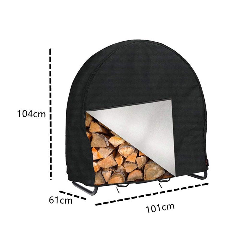 Firewood Log Rack Cover, Outdoor Waterproof Log Hoop Cover, Windproof Dry Wood Pile Holder Storage Tarp Heavy Duty UV Resistant Sun Snow Rain Durable Backing Protector fit 4 Seasons Black - Image 4