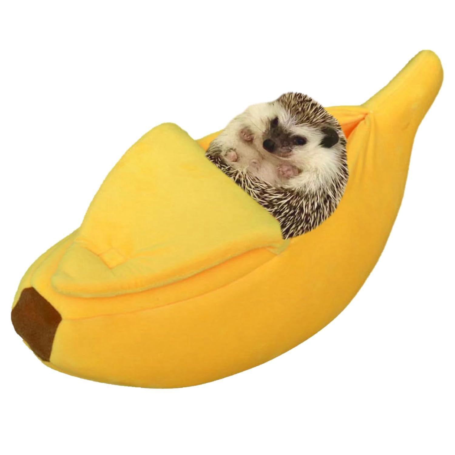 Small Animal Bed Warm Cozy Banana Cave Hideout Sleep Nest House Habitat for Hedgehog Hamster Rat Chinchilla Guinea Pig Ferret Chinchilla Cage Accessories Pet Supplies (S, Yellow) - Image 1
