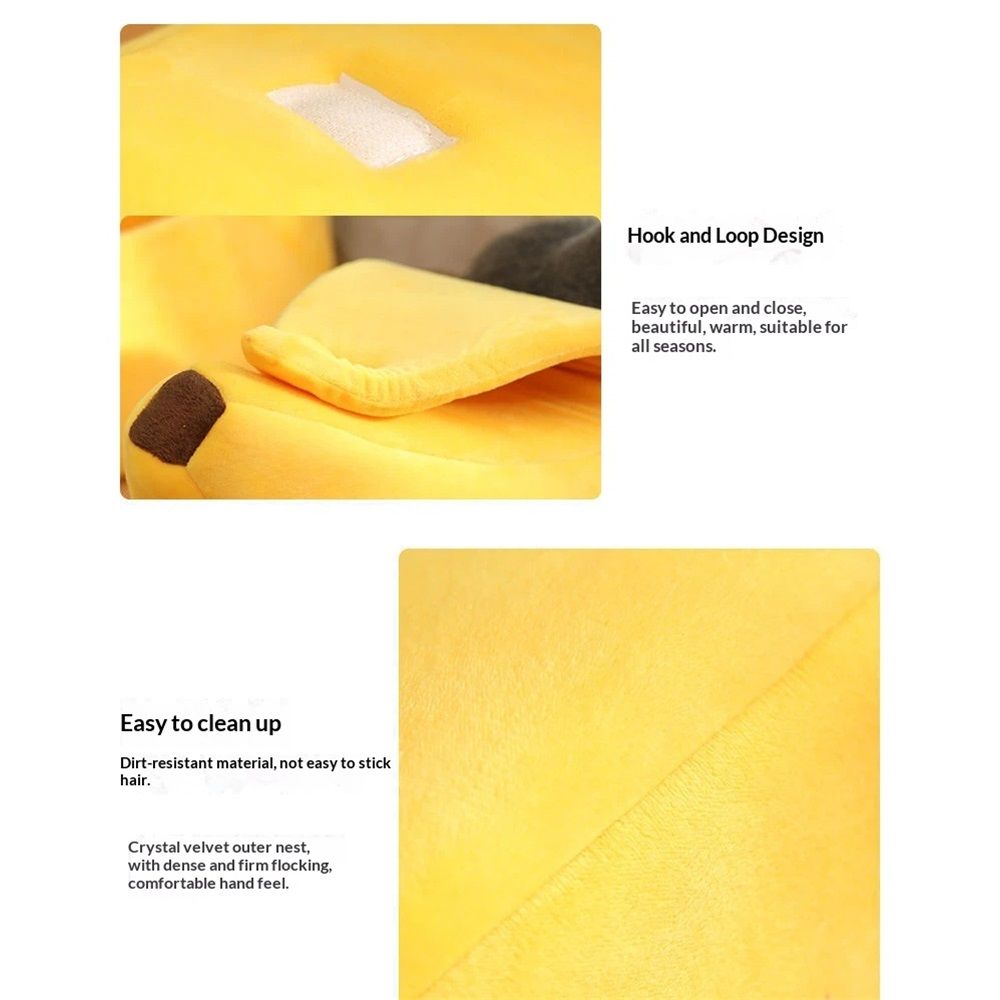 Small Animal Bed Warm Cozy Banana Cave Hideout Sleep Nest House Habitat for Hedgehog Hamster Rat Chinchilla Guinea Pig Ferret Chinchilla Cage Accessories Pet Supplies (S, Yellow) - Image 3