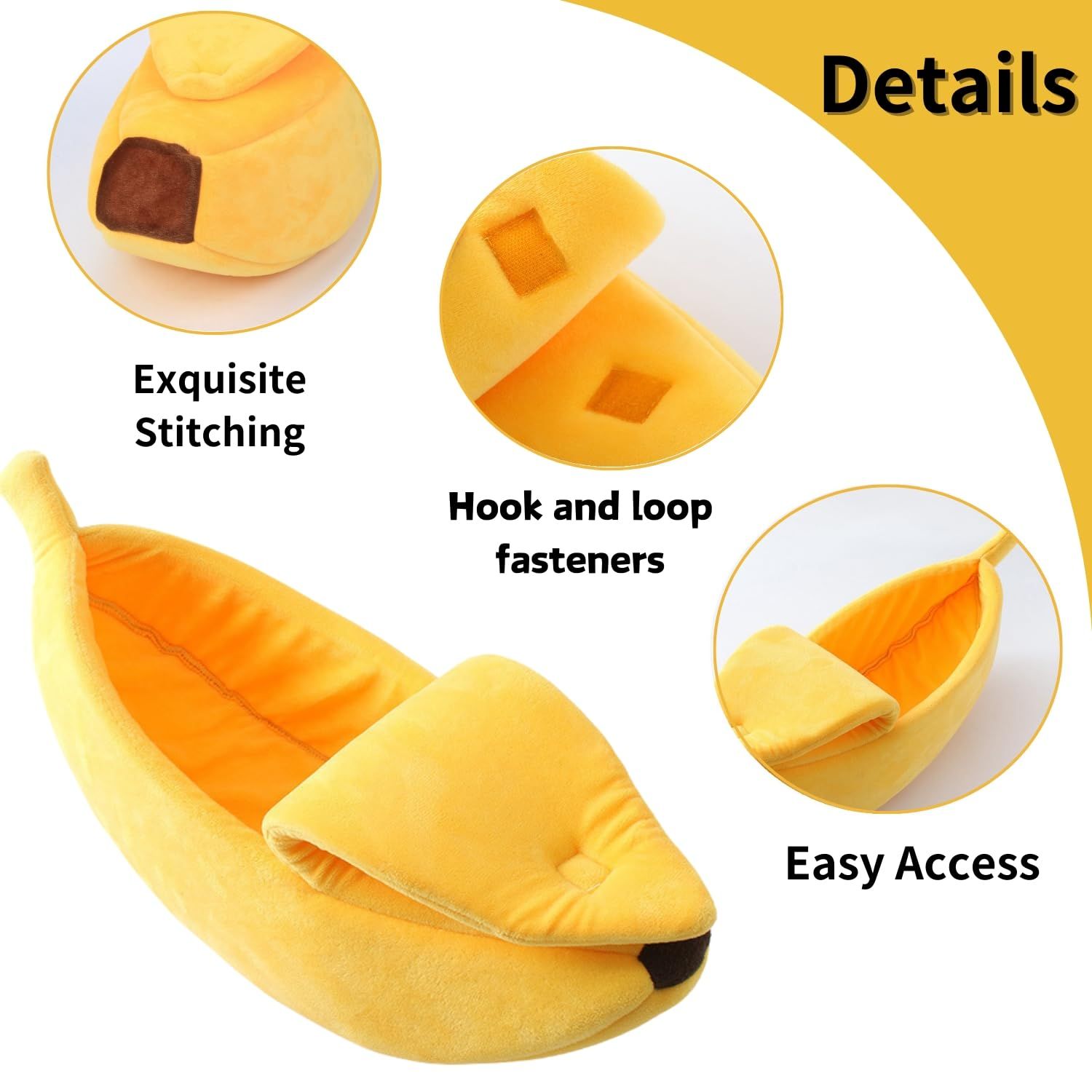 Small Animal Bed Warm Cozy Banana Cave Hideout Sleep Nest House Habitat for Hedgehog Hamster Rat Chinchilla Guinea Pig Ferret Chinchilla Cage Accessories Pet Supplies (S, Yellow) - Image 4