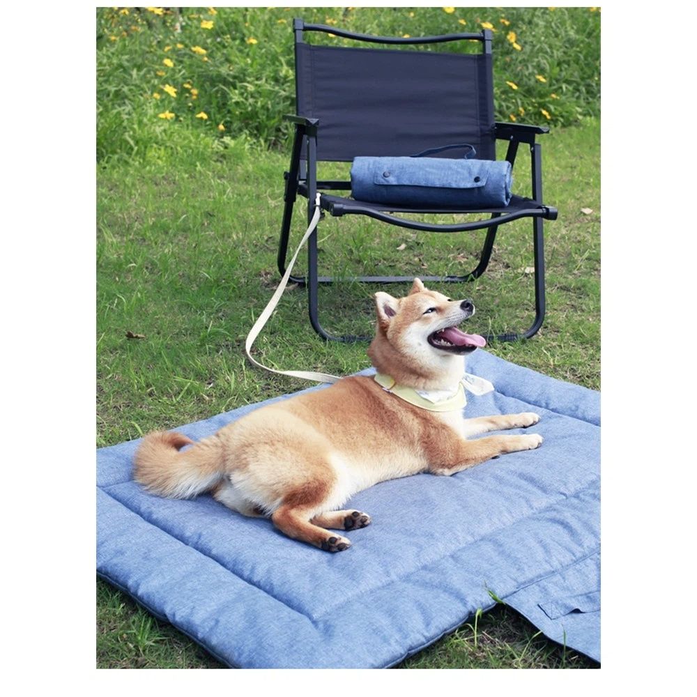 Dog Travel Mat for Camping Portable Waterproof Lightweight & Outdoor Easy Clean Pad Foldable into Compact Carry Bag（S:70*50cm denim blue） - Image 2