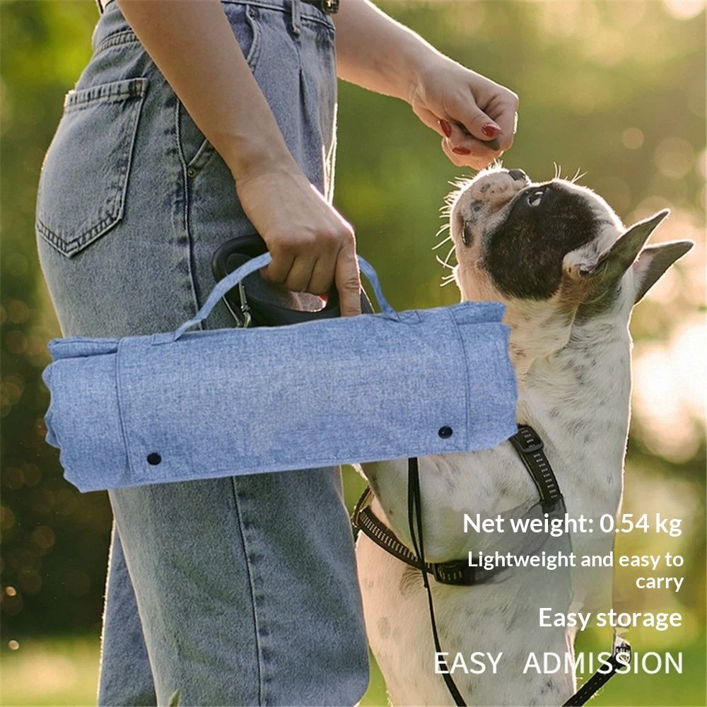 Dog Travel Mat for Camping Portable Waterproof Lightweight & Outdoor Easy Clean Pad Foldable into Compact Carry Bag（S:70*50cm denim blue） - Image 4