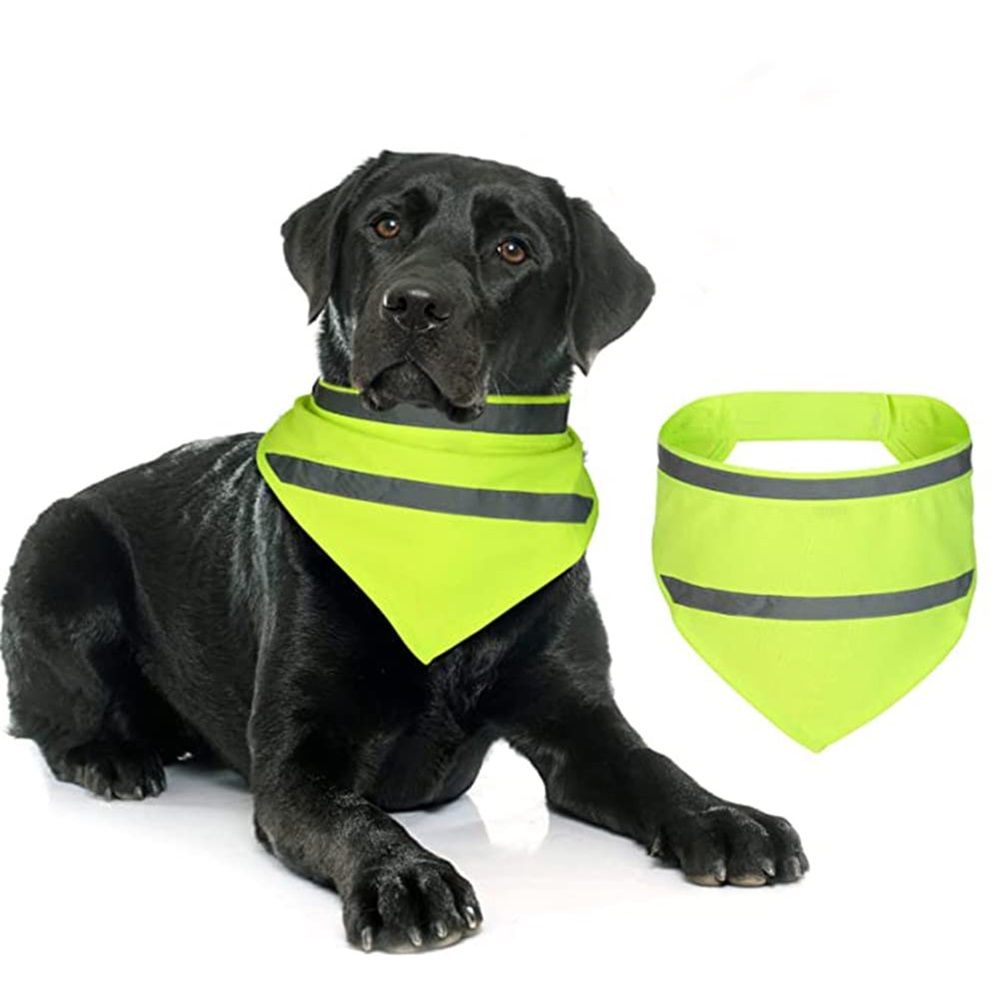 Set of 2 Dog Reflective Scarf Safety Pet Hunting Bandana, scarf reflective cat and dog drool towelGreen,M - Image 1