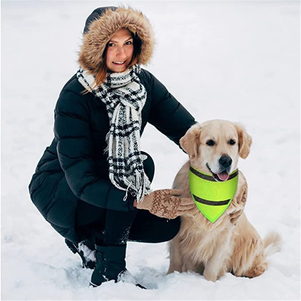 Set of 2 Dog Reflective Scarf Safety Pet Hunting Bandana, scarf reflective cat and dog drool towelGreen,M - Image 3