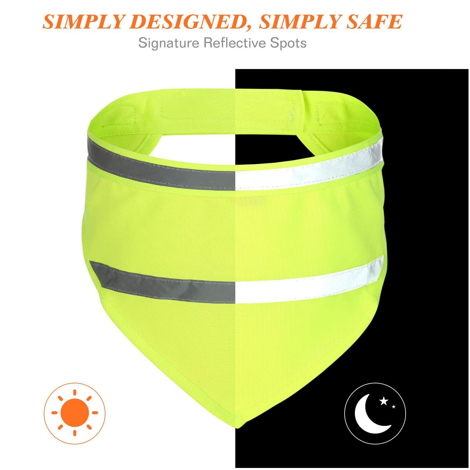 Set of 2 Dog Reflective Scarf Safety Pet Hunting Bandana, scarf reflective cat and dog drool towelGreen,M - Image 4