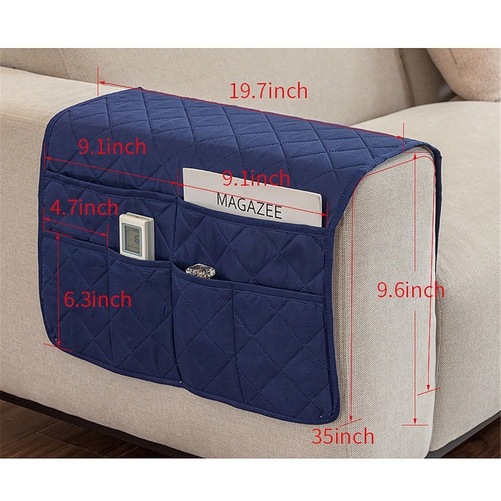 Sofa Armrest Organizer with 6 Pockets, Non-Slip Couch Recliner Armchair Caddy, Washable Remote Controls Holder, Storage for Magazine, Tablet (Navy) - Image 4