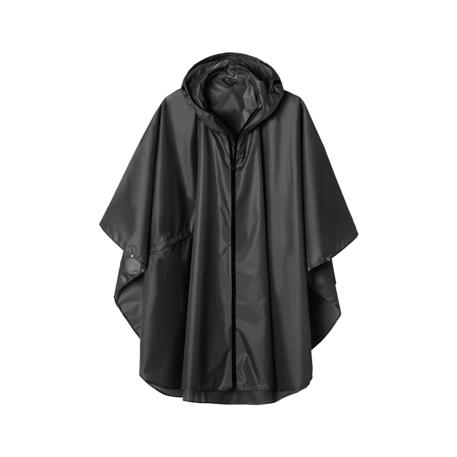 Waterproof Rain Poncho Lightweight Reusable Hiking Hooded Coat Jacket for Outdoor Activities（black） - Image 1