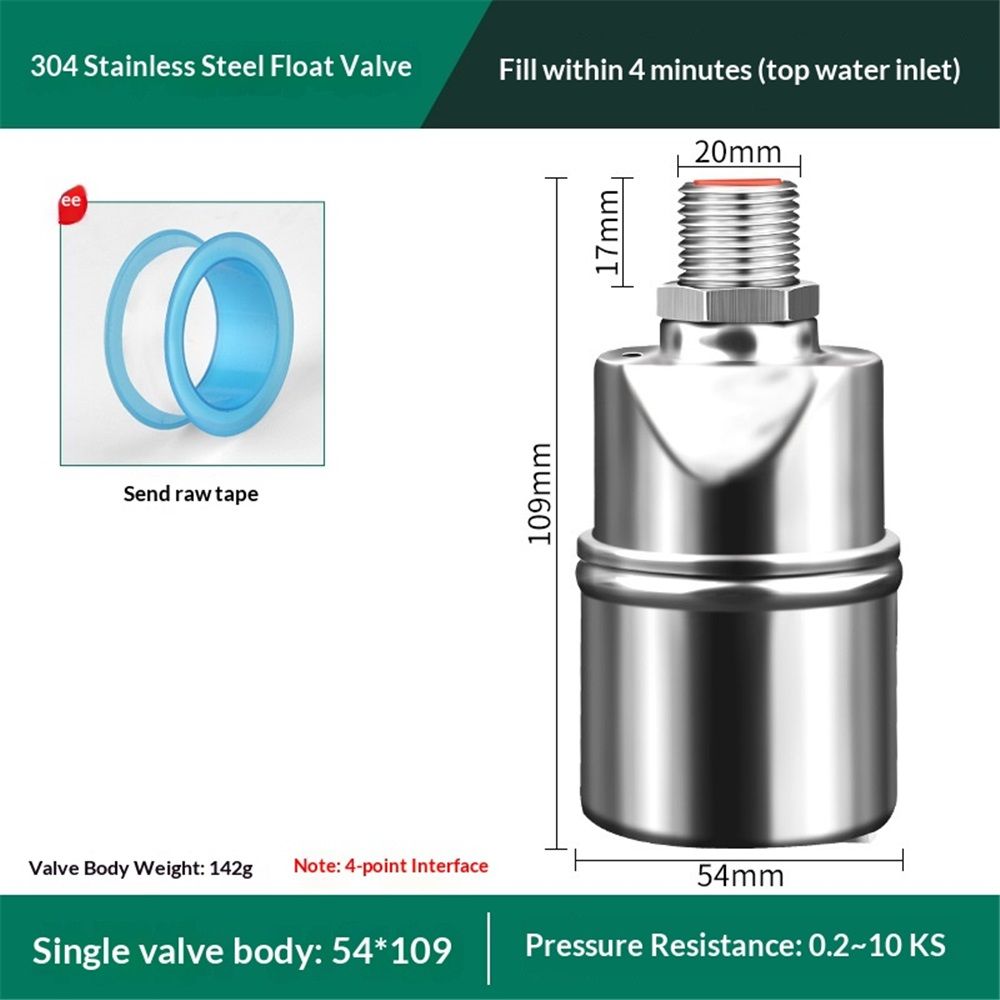 Automatic Water Level Control Valve, 3/4  Float Ball Valve, Float Valve,  Stainless Steel Water Level Control Float Valve for Tank, Swimming Pool, （Water ingress from above） - Image 5