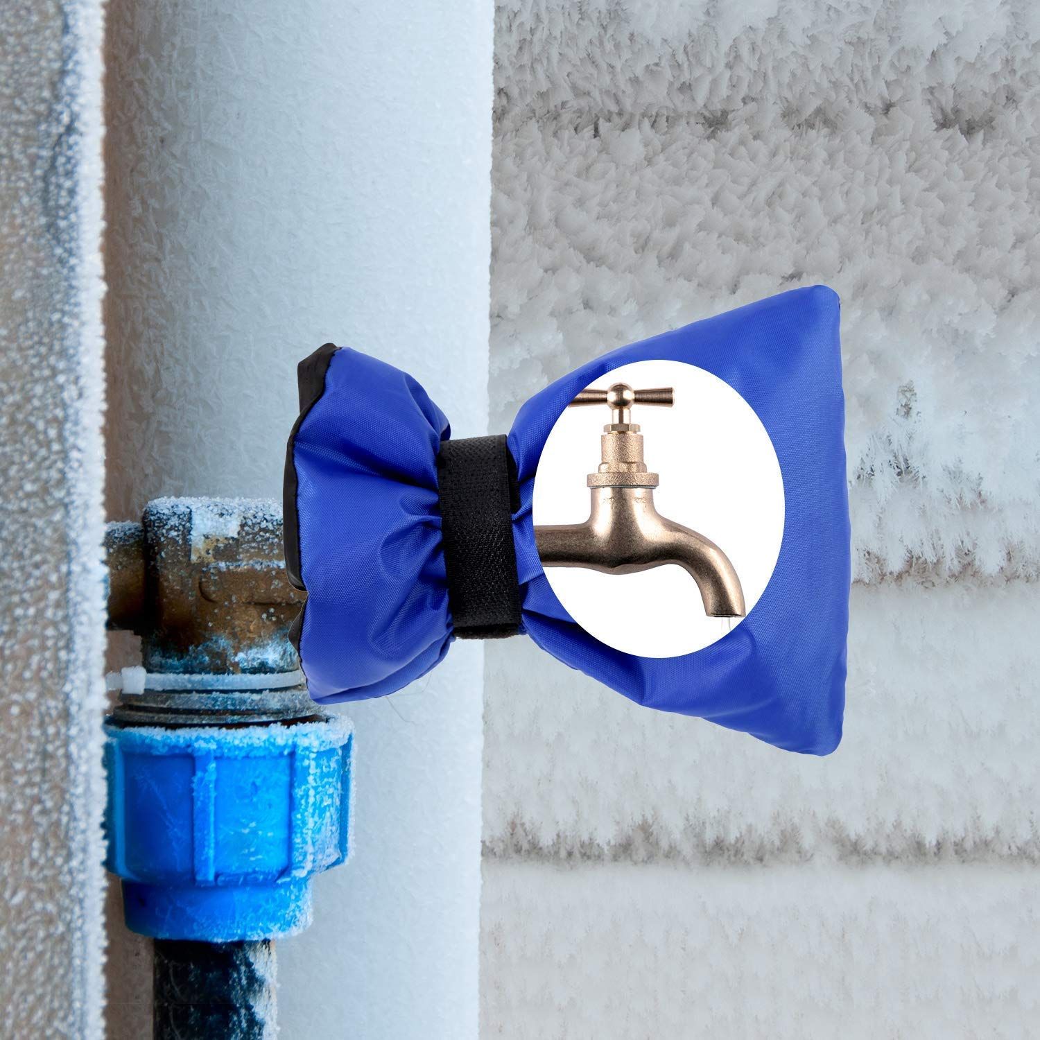Outdoor Faucet Covers for Freeze Protection, 4 Pack 17*21cm Blue Hose Bib Insulated Socks, Water Spigot Winter Protector （blue） - Image 4